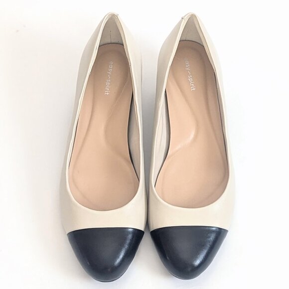 Easy Spirit Womens Lucinda Two Tone Heeled Ballet Pump Shoes Ivory Sz 8.5 NWOT - Picture 2 of 14